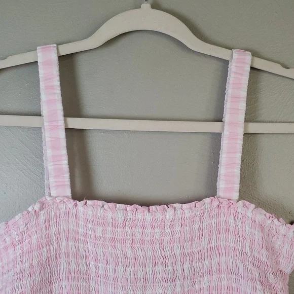 Hailey & Co. Pink Gingham Smocked Top. Large - Picture 2 of 7